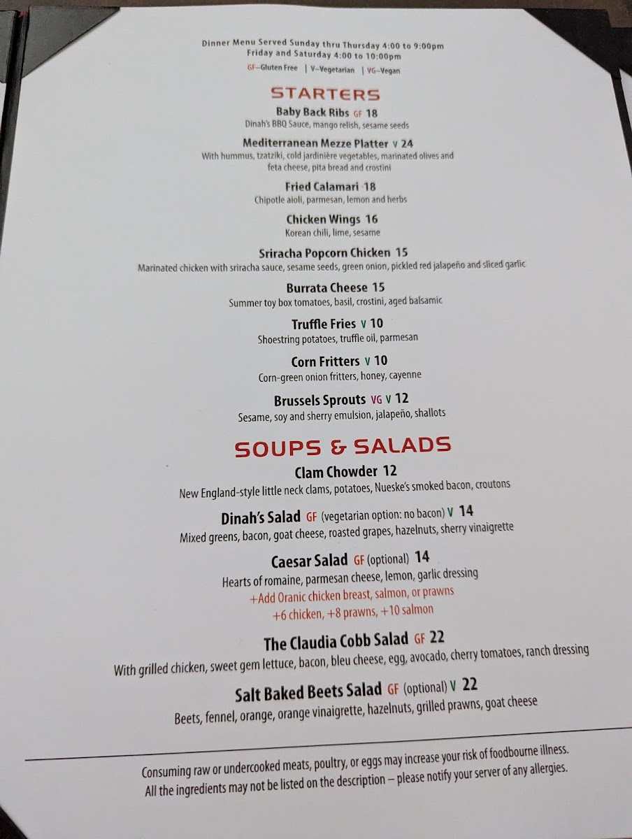 Menu Dinah's Poolside Restaurant-1